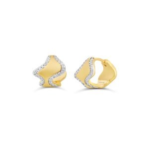 Sculpted Wave Diamond Huggies