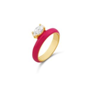 Cherry Pop Enamel Solitaire Band