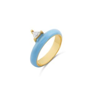 Sky Enamel Solitaire Band